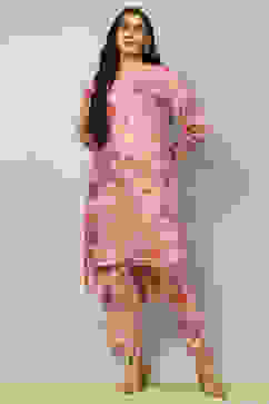 Pink Floral Printed Straight Co-ord Set image number 3