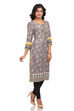 Grey Straight Rayon Kurta image number 2