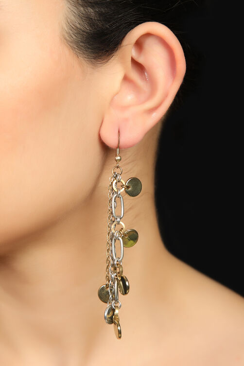Golden & Silver Metal Brass Earring image number 0