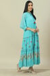 Sea Green Cotton Blend Tiered Dress image number 3