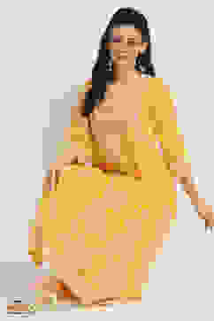 Mustard Yellow Printed Flared Kurta image number 0