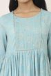 Blue Viscose Polyester Straight Suit Set image number 1