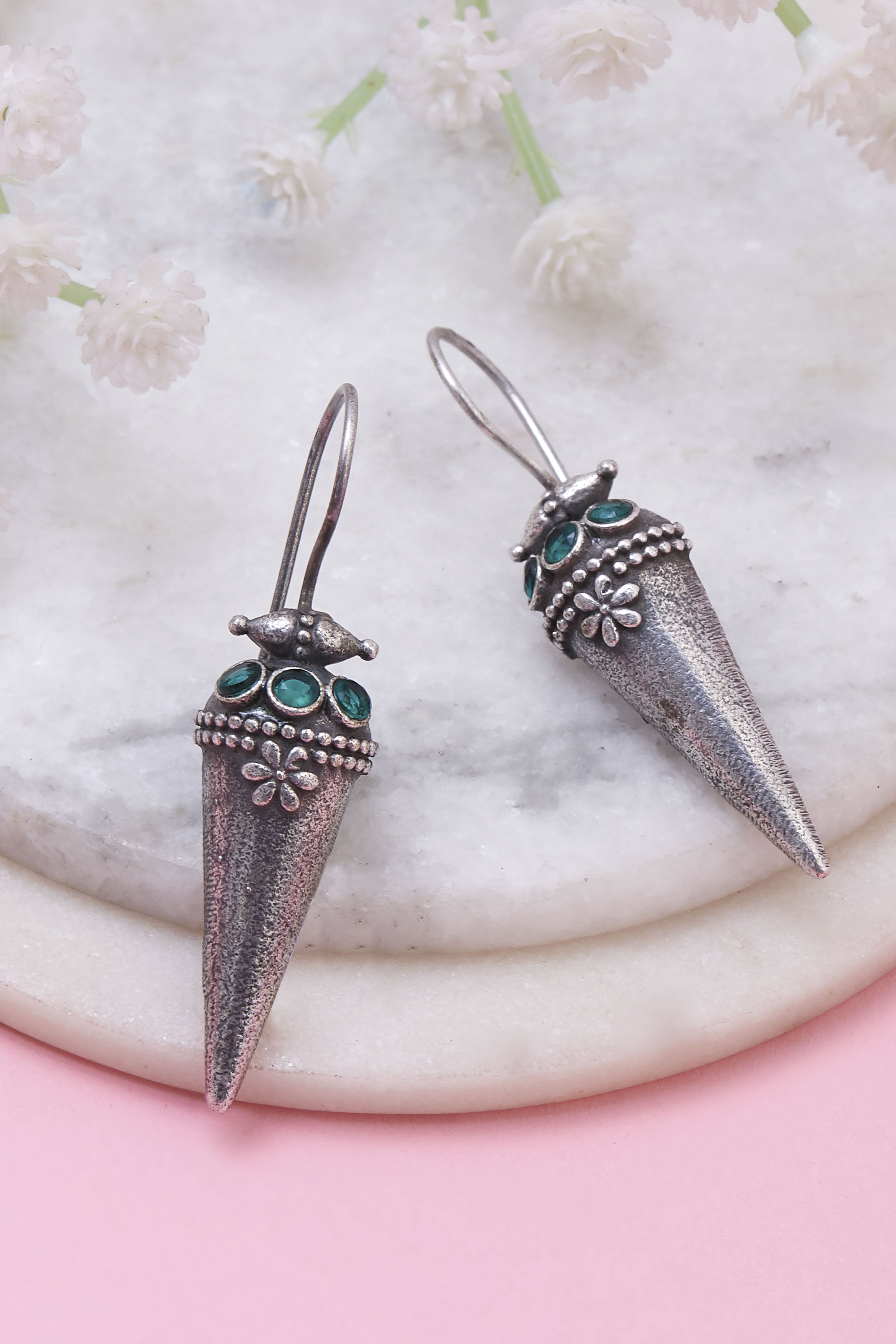 Green Brass Drop & danglers image number 0