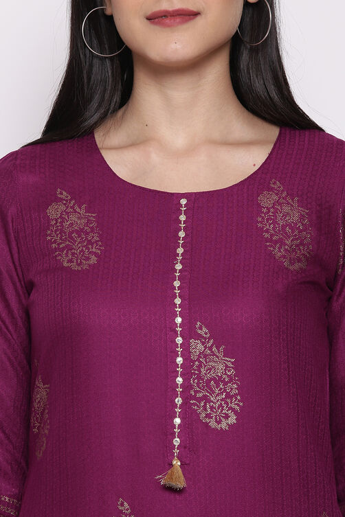 Purple Viscose Rayon Kurta image number 1