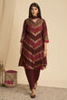 Brown Viscose Rayon Straight Printed Suit Set image number 0
