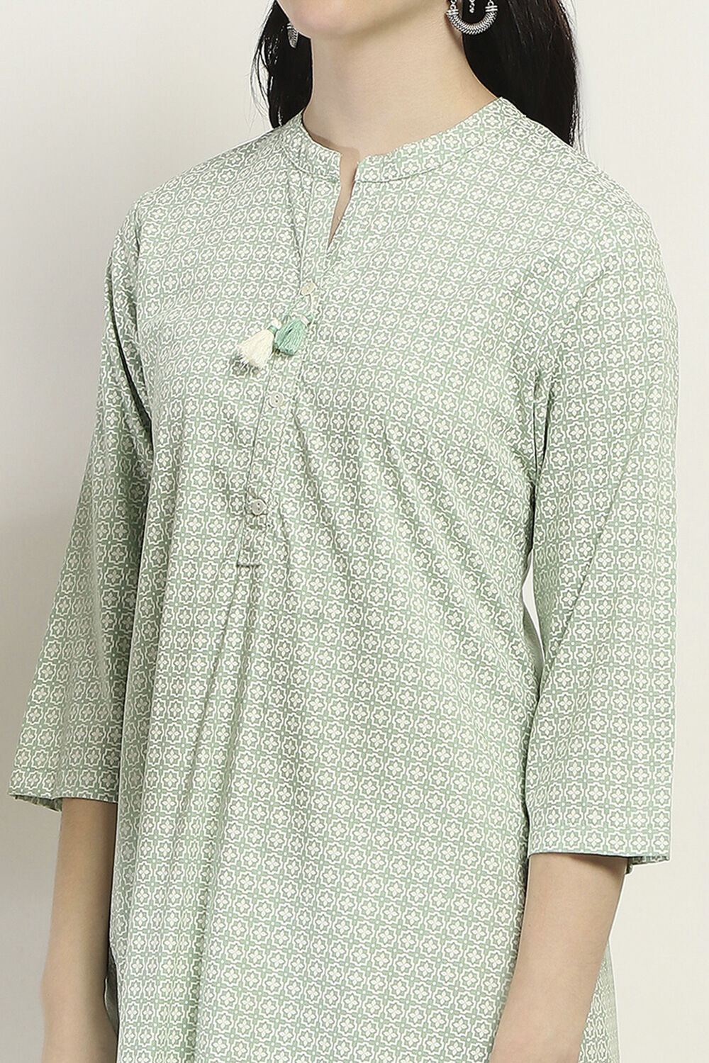 Green Printed Straight Kurta image number 1