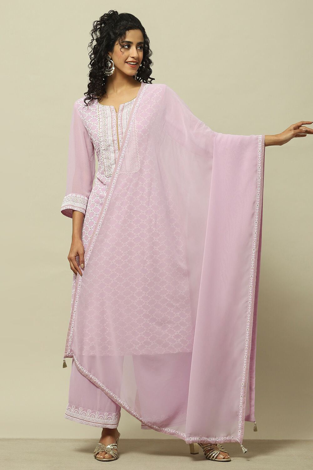 White Poly Georgette Solid Dupatta image number 0