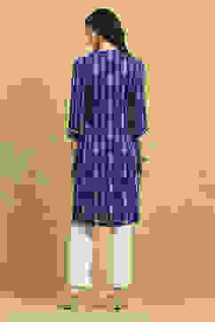 Indigo Printed Straight Kurta image number 3