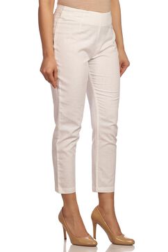 White Cotton Fusion Pants image number 0