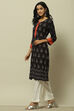 Black Ethnic Motifs Printed Straight Kurta image number 2