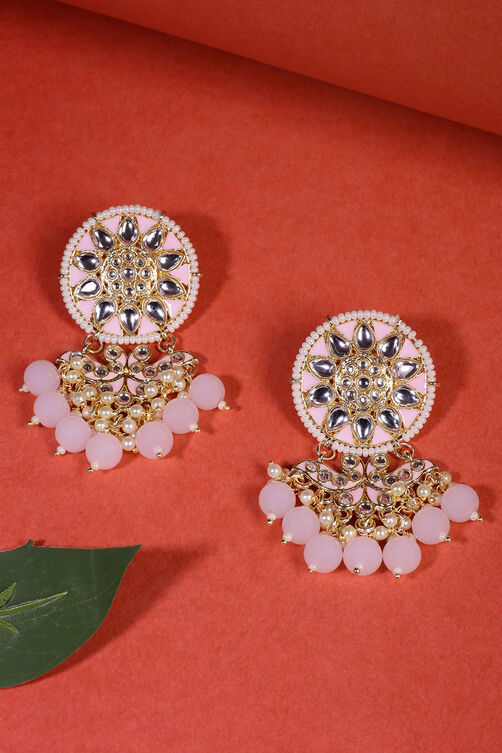 Pink Metal Brass Earring image number 2