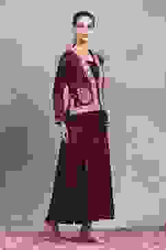 Red Polyester Blend Printed Kalidar Dress image number 6