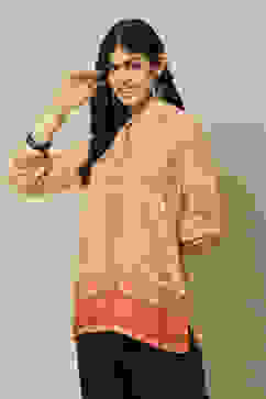 Orange Polyester A-Line Printed Top image number 2