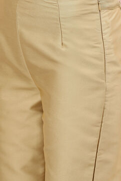 Gold Poly Cotton Slim Pants image number 1
