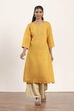 Yellow Viscose Rayon Straight Kurta Pants Set image number 6