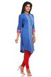 Blue Straight Cotton Kurta image number 2