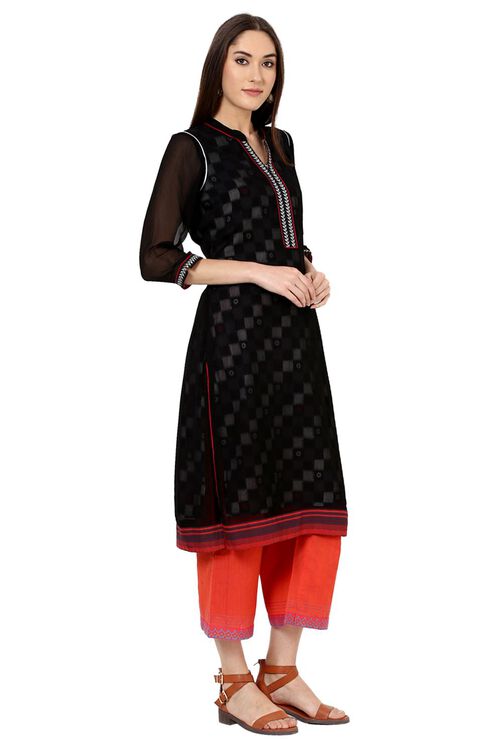 Black Straight Viscose Rayon Kurta image number 3