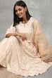Beige Viscose Rayon Embroidered Anarkali Suit Set image number 6