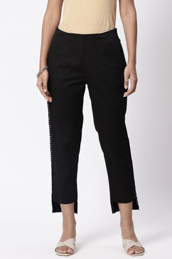 Black Solid Slim Pants image number 0