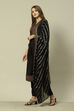 Black LIVA Straight Printed Kurta Slim Pant Suit Set image number 4