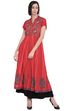 Red Viscose Kalidar Kurta image number 0