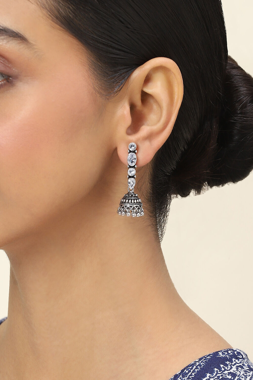White Alloy Jhumkas image number 1