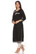 Black Cotton Straight Kurta image number 2