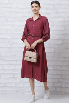 Maroon LIVA Straight Dress image number 5