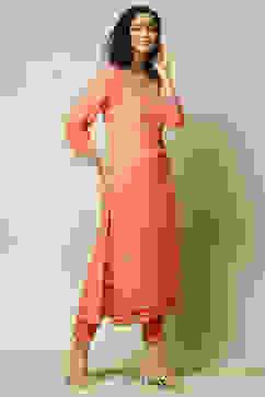 Pink LIVA Straight Printed Kurta image number 4