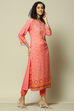 Off White LIVA Straight Printed Kurta image number 4