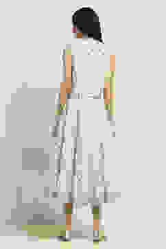 Off-White Cotton Printed Tiered Dress image number 3