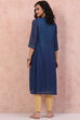 Turq Blue Art Silk Bandhani Kurta image number 4