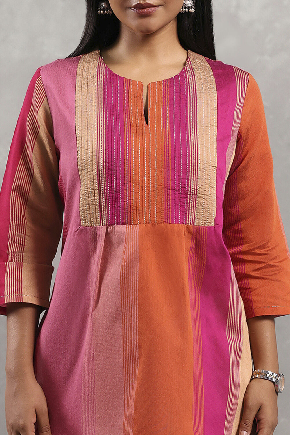 Fuchsia Viscose Blend Solid Tiered Top image number 1