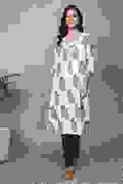 White Cotton Printed Straight Kurta image number 5