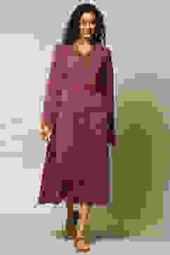 Maroon Jacquard Straight Printed Dress image number 5