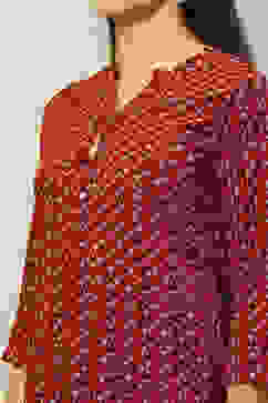 Red Viscose Blend Printed Straight Kurta image number 1
