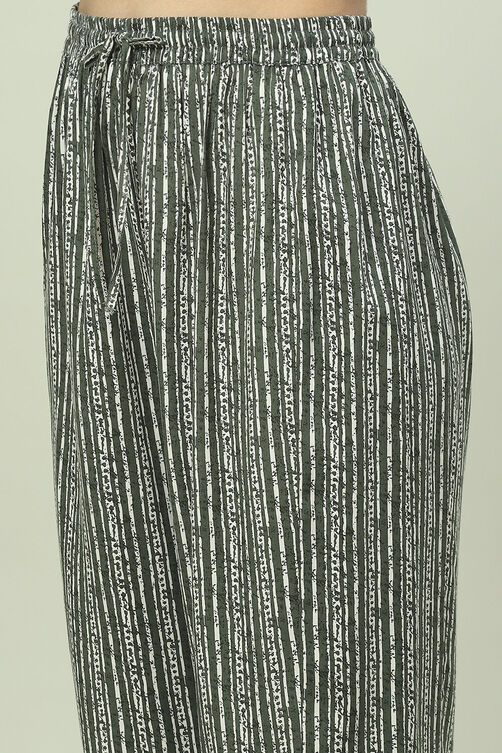 Olive Green Rayon Straight Printed Kurta Palazzo Suit Set image number 2