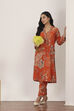 Orange Viscose Polyester Viscose Rayon Kurta Pants Set image number 0