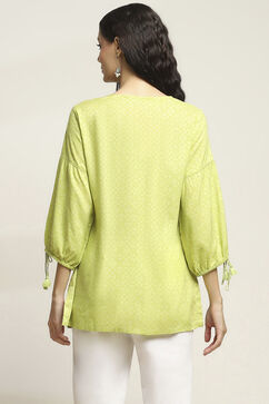 Lime Green Viscose Rayon Straight Kurti image number 3