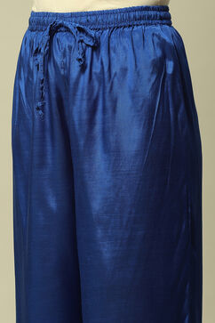 Coblt Blue LIVA Anarkali Printed Kurta Palazzo Suit Set image number 2