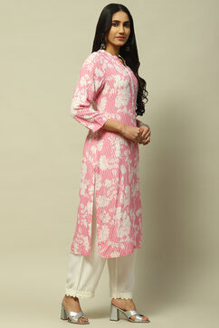 Pink Rayon Staight Kurta image number 4