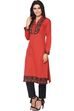 Red Straight Cotton Kurta image number 1