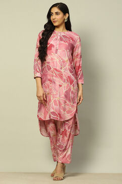 Pink Floral Printed Straight Co-ord Set image number 6