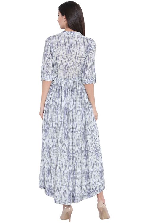 Indigo Rayon Asymmetric Kurta image number 3