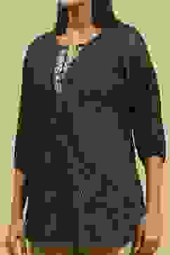 Black Viscose Blend Printed Straight Top image number 1