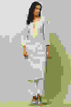 Blue & Yellow Printed Straight Kurta image number 5