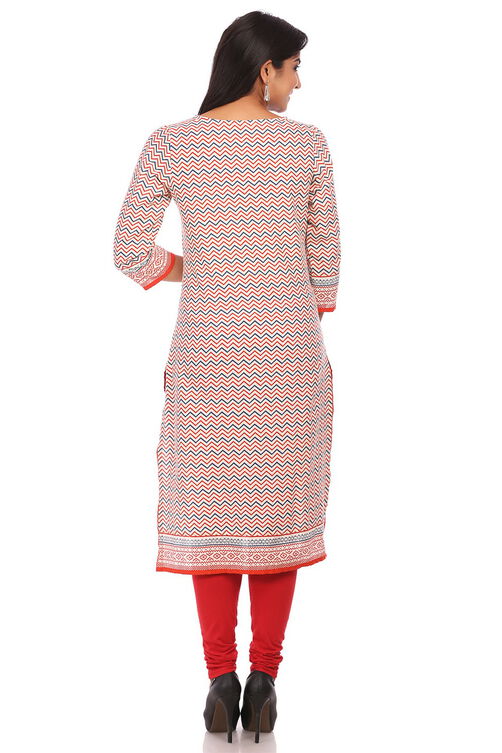 Beige Cotton Straight Kurta image number 1