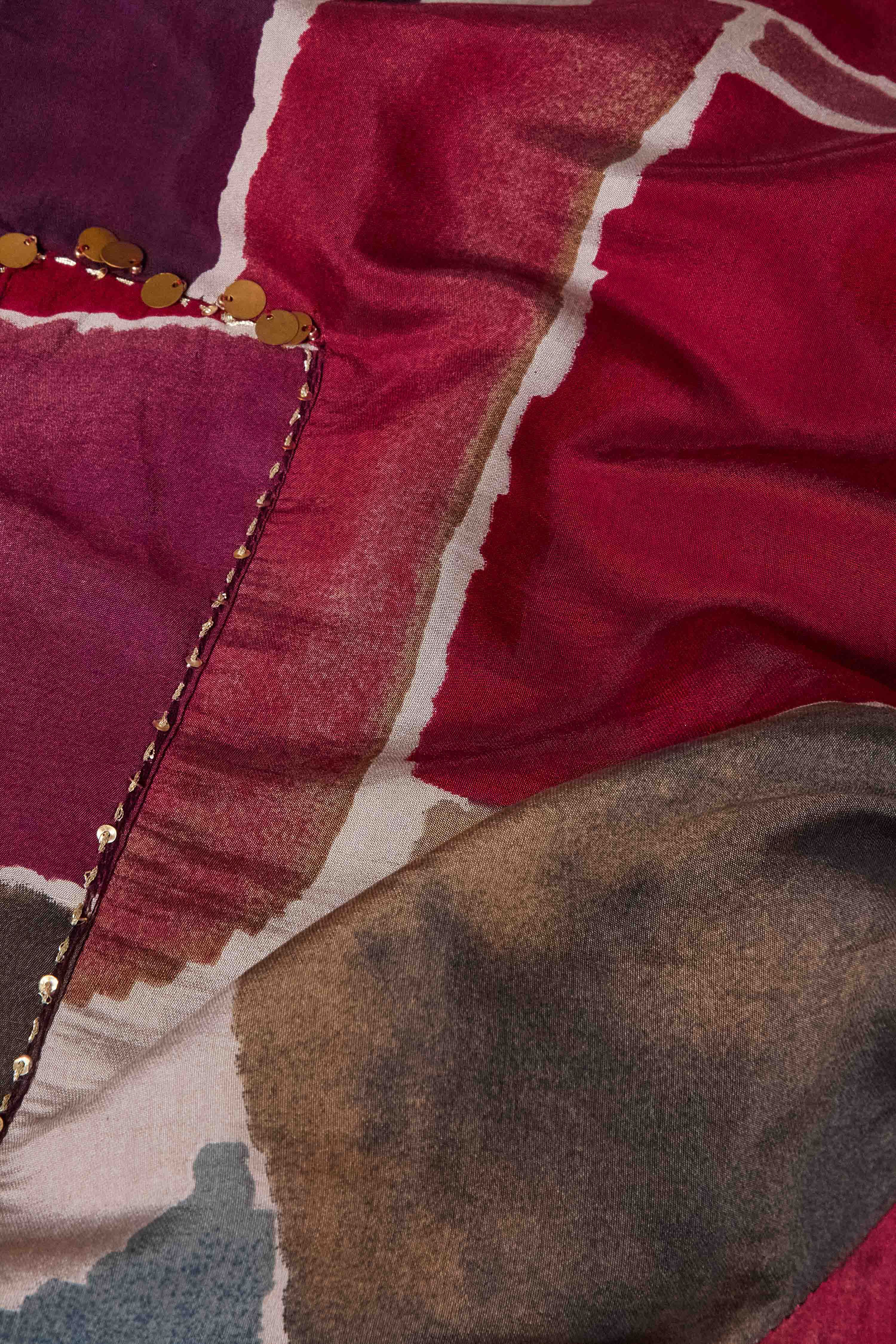 Maroon Cotton Polyester Straight Printed Kurta image number 3