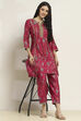 Black Viscose Blend Printed A-Line Kurta Pants Set image number 0