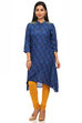 Indigo Asymmetric Polyester Kurta image number 0